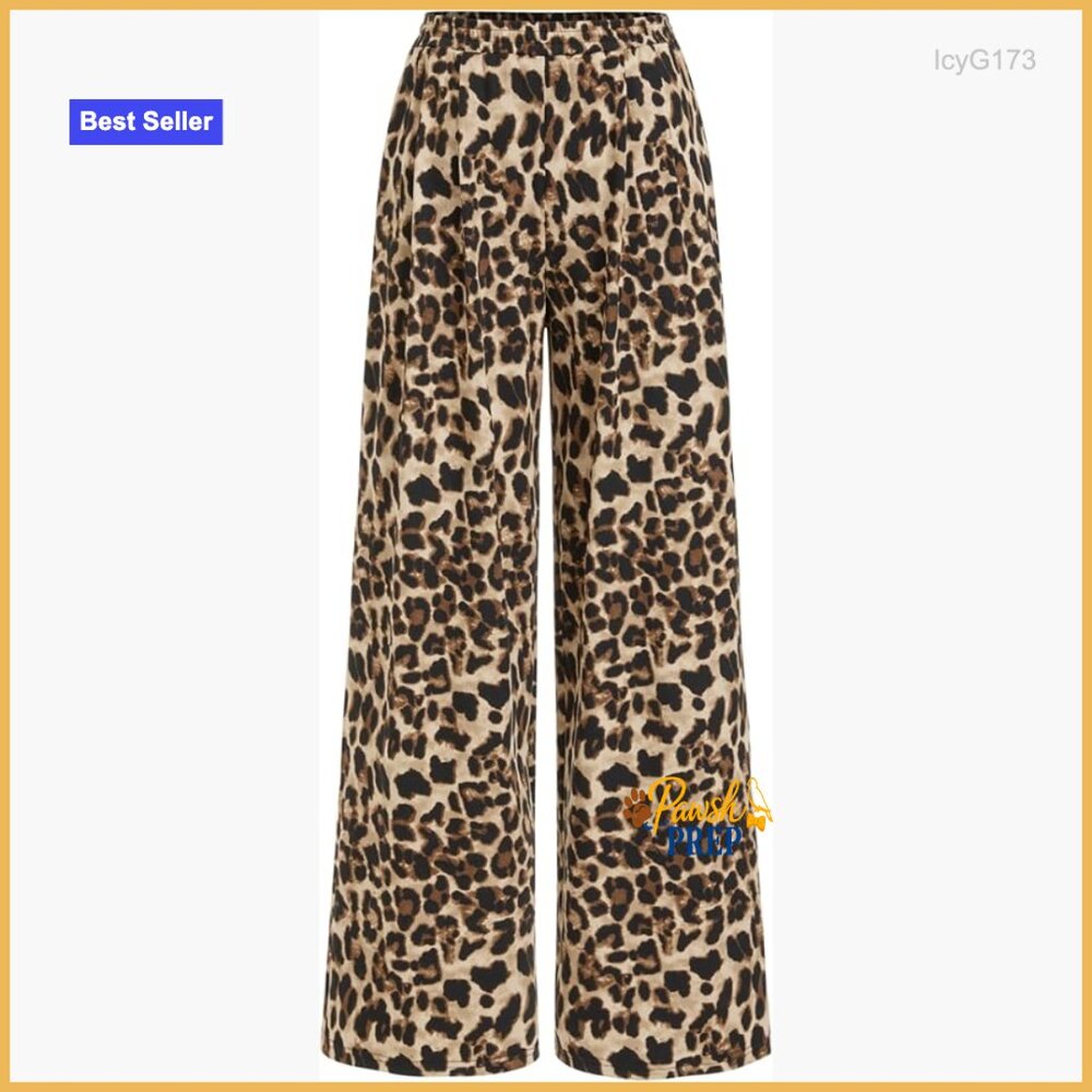 Wide Leg Palazzo Pants with Pockets Elastic Waist Lightweight Summer